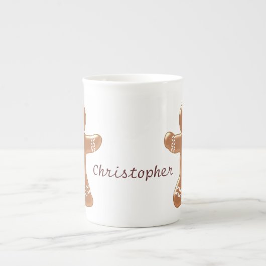 Gingerbrood Man gewoon naam toevoegen Porselein Kop (Voorkant)