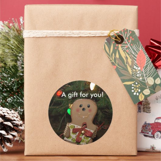Gingerbrood Man Gift for You Ronde Sticker (Feestdagen)