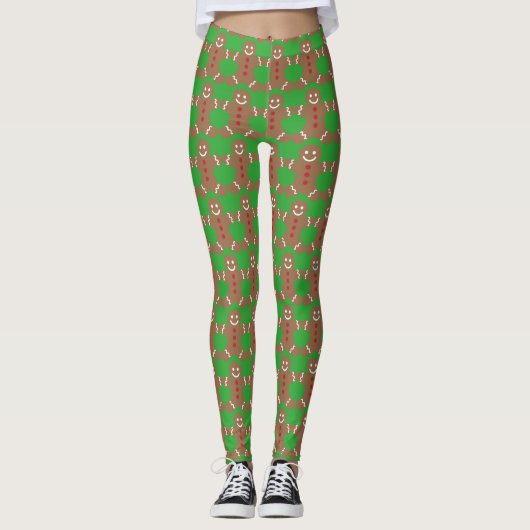 Gingerbrood Man Groene Leggings (Voorkant)