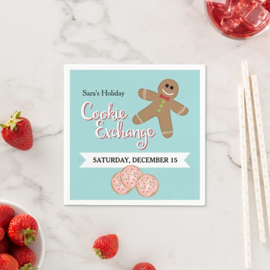 Gingerbrood Man, Holiday Cookie Exchange Party Servetten (Insitu)