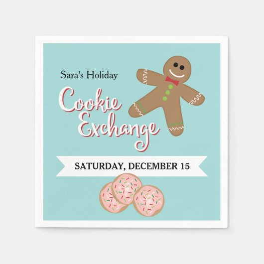 Gingerbrood Man, Holiday Cookie Exchange Party Servetten (Voorkant)