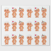Gingerbrood Man Holiday Festive Kerstmis Cadeaupapier (Vlak)