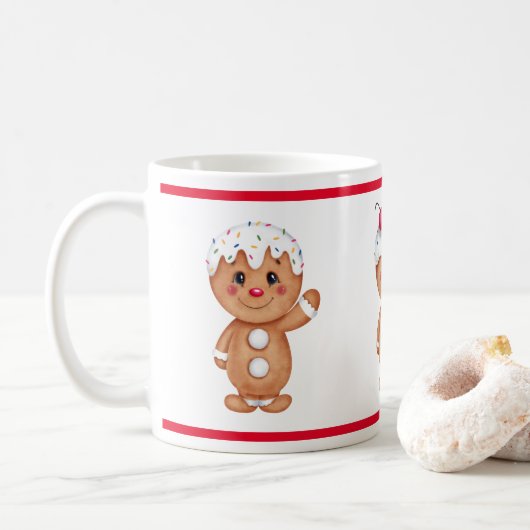 Gingerbrood Man Holiday Festive Kerstmis Koffiemok (Met donut)