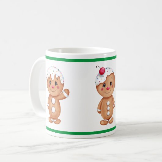 Gingerbrood Man Holiday Festive Kerstmis Koffiemok (Voorkant links)