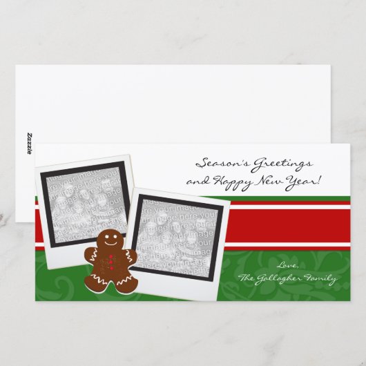 Gingerbrood Man Holiday-fotokaarten Feestdagenkaart (Voorkant / Achterkant)