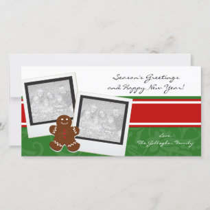 Gingerbrood Man Holiday-fotokaarten Feestdagenkaart