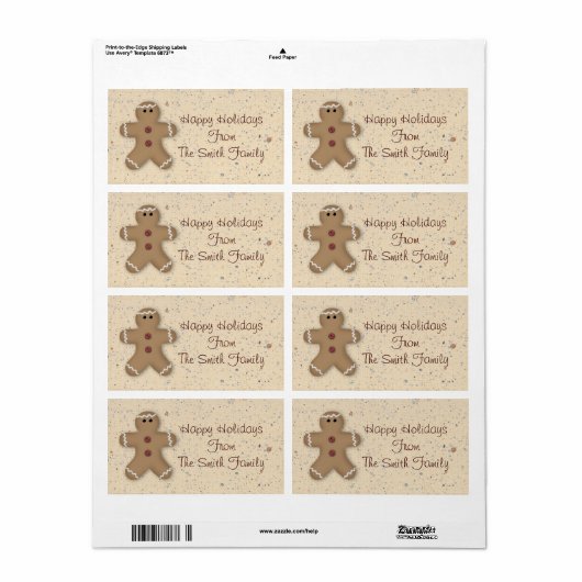 Gingerbrood Man Holiday Label (Full Sheet)