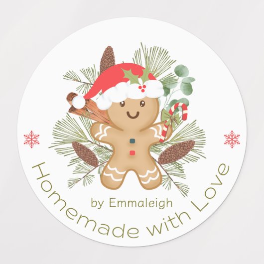 Gingerbrood Man Homemade Love Kerstmis Labels (Design 1)