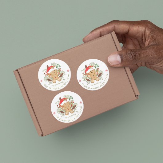 Gingerbrood Man Homemade Love Kerstmis Labels