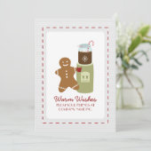 Gingerbrood Man Hot Chocolate Water Koelaar Holida Feestdagenkaart (Staand voorkant)