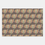 Gingerbrood Man House Kerstmis Snowflakes Brown Inpakpapier Vel (Voorkant 2)
