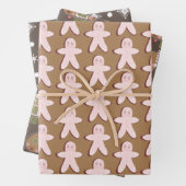 Gingerbrood Man House Kerstmis Snowflakes Brown Inpakpapier Vel (In situ)