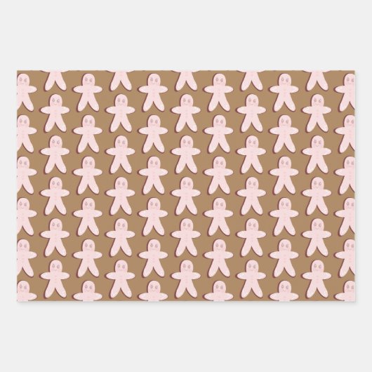 Gingerbrood Man House Kerstmis Snowflakes Brown Inpakpapier Vel (Voorkant)