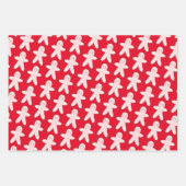 Gingerbrood Man House Kerstmis Snowflakes Red Inpakpapier Vel (Voorkant 3)