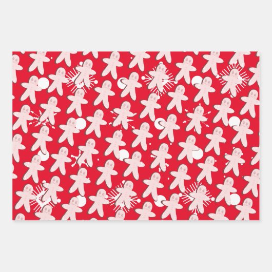 Gingerbrood Man House Kerstmis Snowflakes Red Inpakpapier Vel (Voorkant)