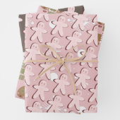 Gingerbrood Man House Kerstmis Snowflakes Roze Inpakpapier Vel (In situ)