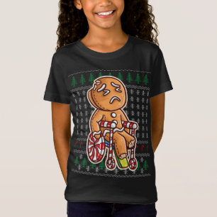 Gingerbrood Man in Wheelstoel Broken Leg Joke Cook T-shirt