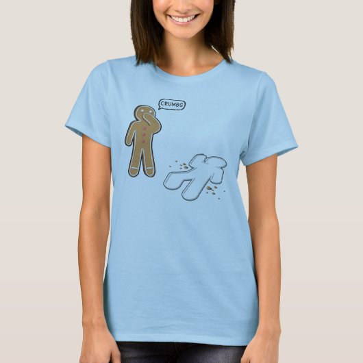 Gingerbrood man Ironic Crime scene "CRUMBS" T-shirt (Voorkant)