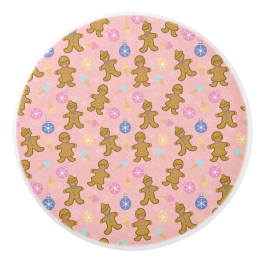 Gingerbrood Man, kerstballen Keramische Knop (Voorkant)