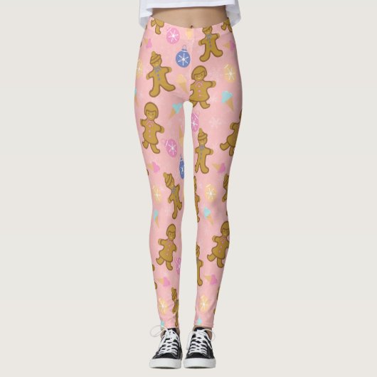 Gingerbrood Man, kerstballen Leggings (Voorkant)