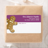 GingerBrood man koekje paarse leuke vakantieschip Etiket (Insitu)