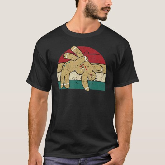 Gingerbrood Man Koekjes Kerstmis Funny Fighting W T-shirt (Voorkant)