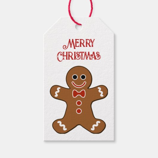Gingerbrood Man Merry kerstcadeautjes Labels Cadeaulabel (Voorkant)