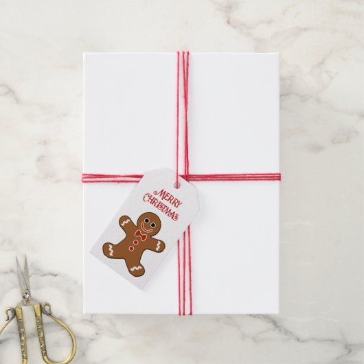 Gingerbrood Man Merry kerstcadeautjes Labels Cadeaulabel (Met Touw)
