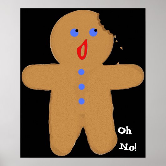 Gingerbrood Man met Bite Halloween Cross, Oh nee! Poster (Voorkant)