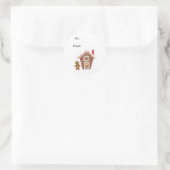 Gingerbrood Man met een Gingerbrood House Ronde Sticker (Tas)