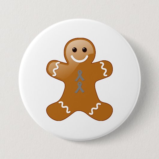 Gingerbrood Man met grijze bewustzijn Ronde Button 7,6 Cm (Voorkant)