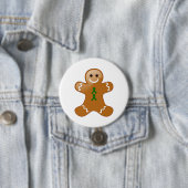 Gingerbrood Man met Groene Bewustheid Ronde Button 7,6 Cm (In situ)
