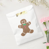 Gingerbrood Man met groene Bowtie en roze Buttonne Bedankzakje (Gezegeld)