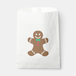 Gingerbrood Man met groene Bowtie en roze Buttonne Bedankzakje