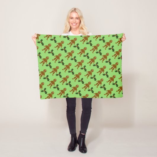 GingerBrood Man met kerstcadeaus Fleece Deken (In situ)