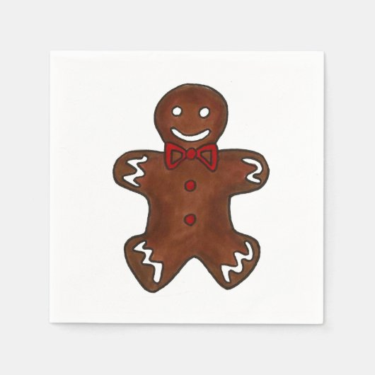 Gingerbrood Man met kerstkoekie Napkins Servet (Voorkant)