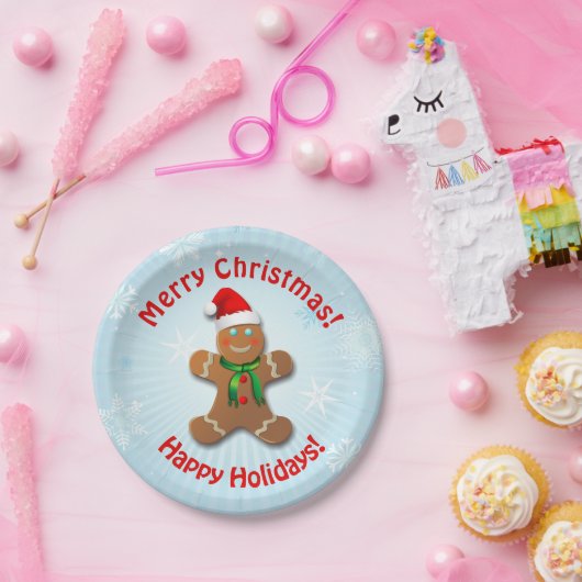 Gingerbrood Man met kerstPet Papieren Bordje (Feest)