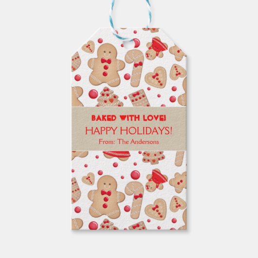 Gingerbrood Man met koekjes Rustic Whimsical Cadeaulabel (Voorkant)
