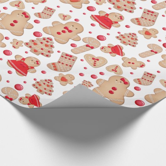 Gingerbrood Man met koekjes Rustic Whimsical Cadeaupapier (Hoek)