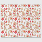 Gingerbrood Man met koekjes Rustic Whimsical Cadeaupapier (Vlak)