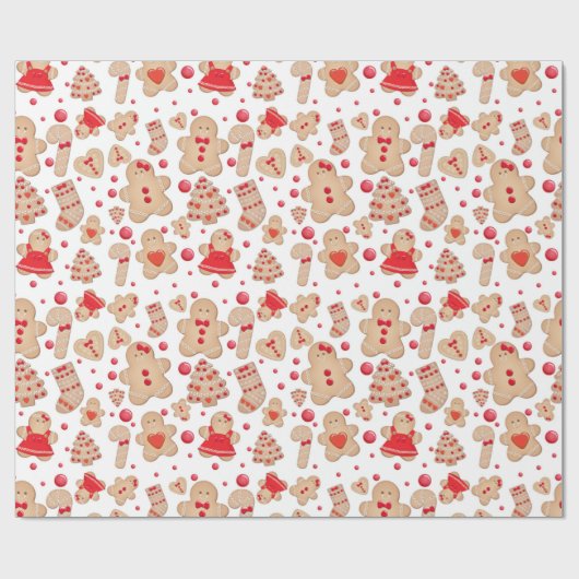 Gingerbrood Man met koekjes Rustic Whimsical Cadeaupapier (Vlak)