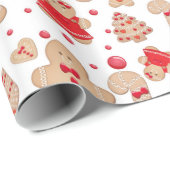 Gingerbrood Man met koekjes Rustic Whimsical Cadeaupapier (Rol Hoek)