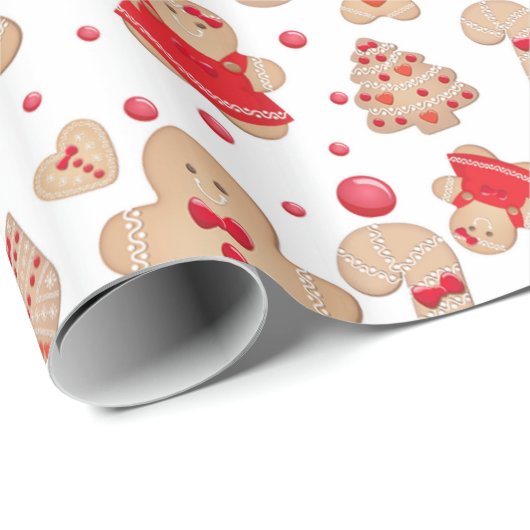 Gingerbrood Man met koekjes Rustic Whimsical Cadeaupapier (Rol Hoek)