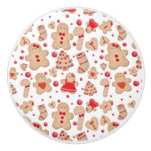 Gingerbrood Man met koekjes Rustic Whimsical Keramische Knop (Voorkant)