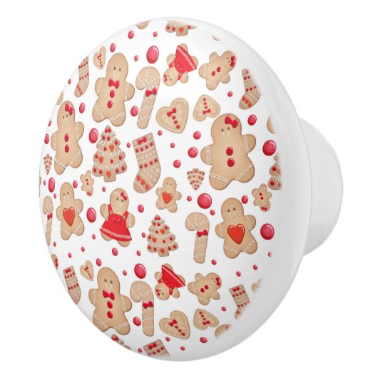 Gingerbrood Man met koekjes Rustic Whimsical Keramische Knop (Rechts)