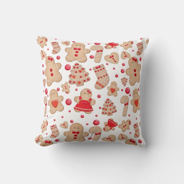 Gingerbrood Man met koekjes Rustic Whimsical Kussen (Voorkant)
