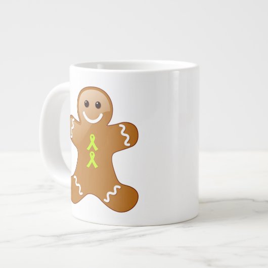 Gingerbrood Man met Lime Green Awareness Ribbons Grote Koffiekop (Links)