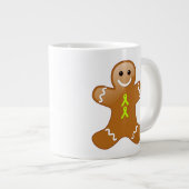 Gingerbrood Man met Lime Green Awareness Ribbons Grote Koffiekop (Voorkant rechts)