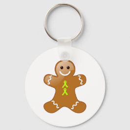 Gingerbrood Man met Lime Green Awareness Ribbons Sleutelhanger