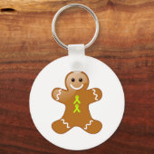 Gingerbrood Man met Lime Green Awareness Ribbons Sleutelhanger (Voorkant)